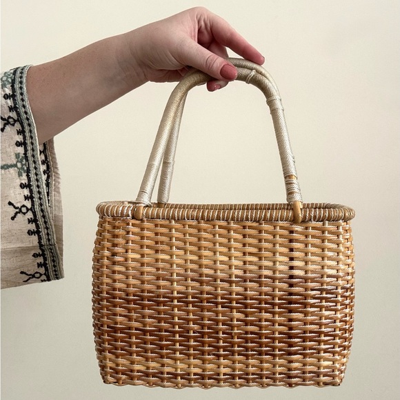 The Sak Handbags - The Sak Elliott Lucca Woven Wicker Basket Bag Drawstring Coastal Market Tote